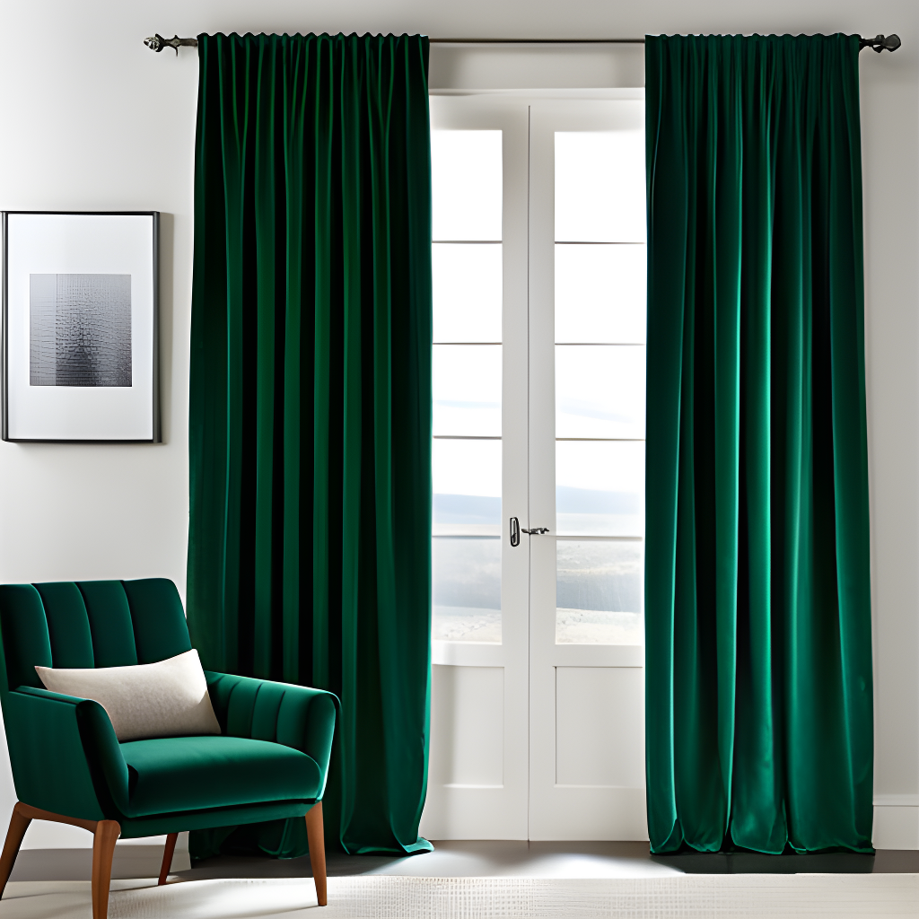 Green velvet curtains
