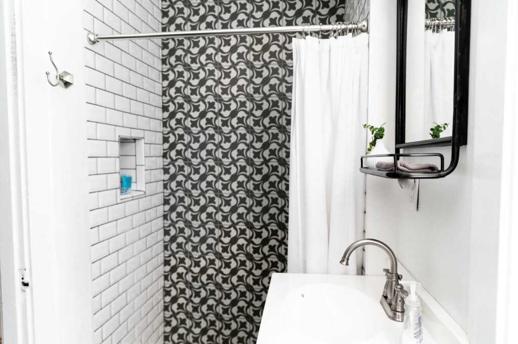 Black shower curtain